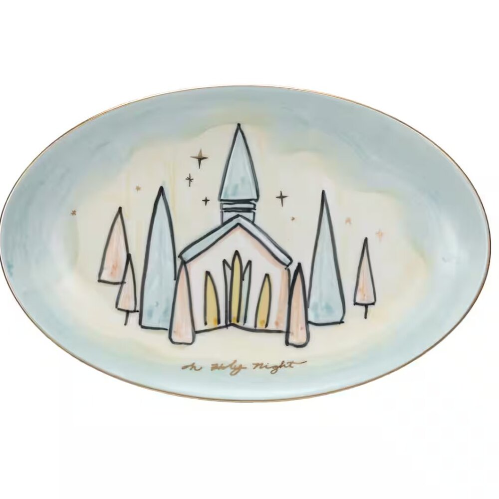 Creative Co-Op Hand-Painted Stoneware Plate/NWT